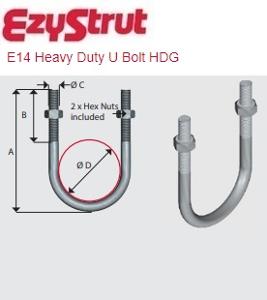 HEAVY DUTY U-BOLT HDG M10 93MM LONG