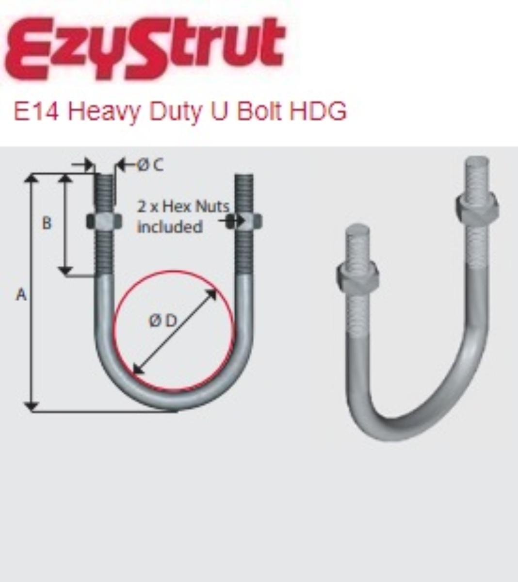 HEAVY DUTY U-BOLT HDG M10 110MM LONG