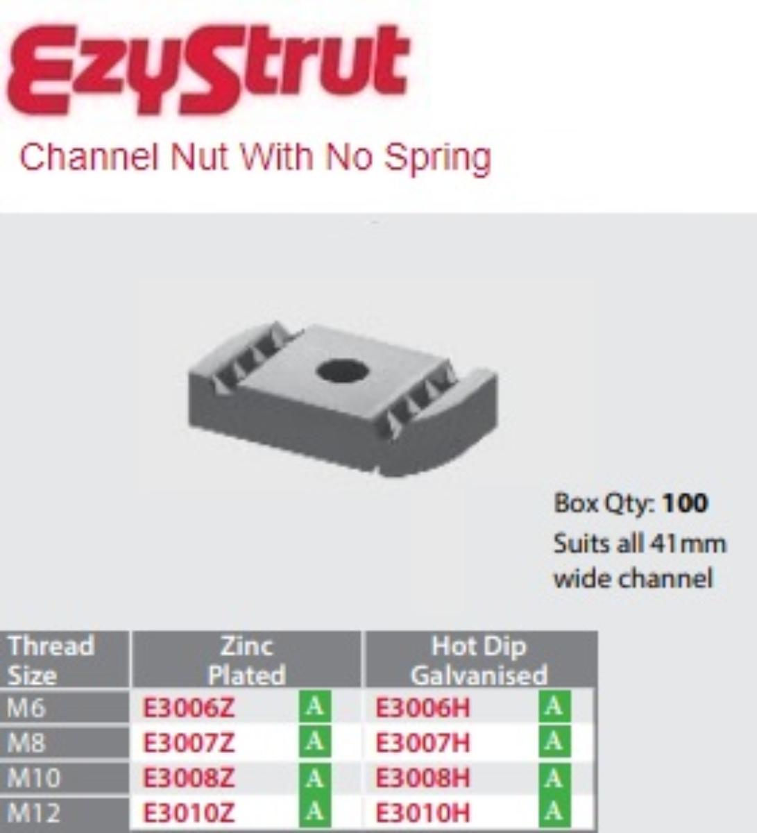 CHANNEL NUT NO SPRING M6 HDG