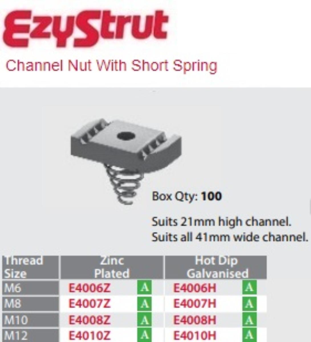 SPRING NUT C/W SHORT SPRING M12 HDG