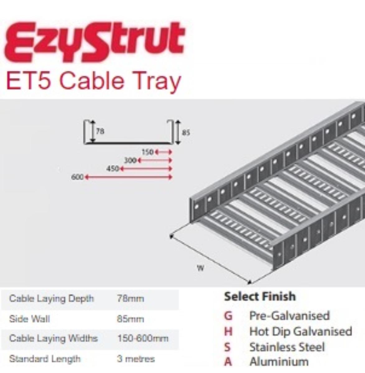 LADDER TRAY 300 X 85MM X 3M ET5 HDG