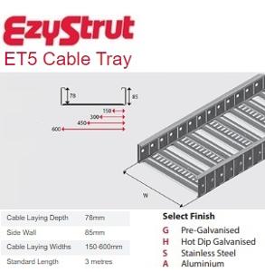 LADDER TRAY 600 x 85mm x 3m ET5 HDG