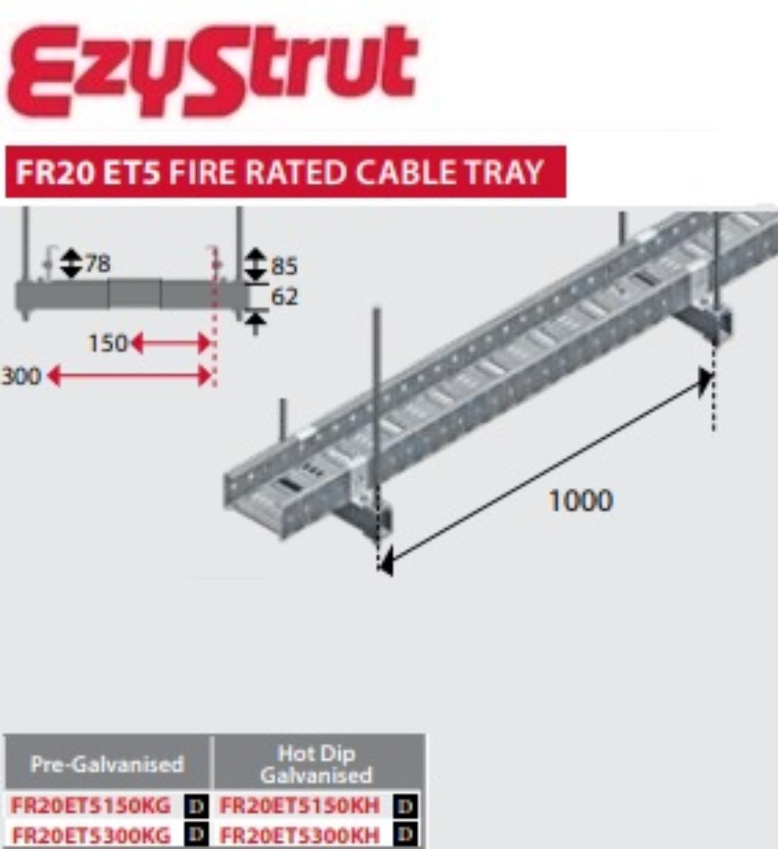 ET5 FIRE RATED TRAY 300MM 3MTR GB