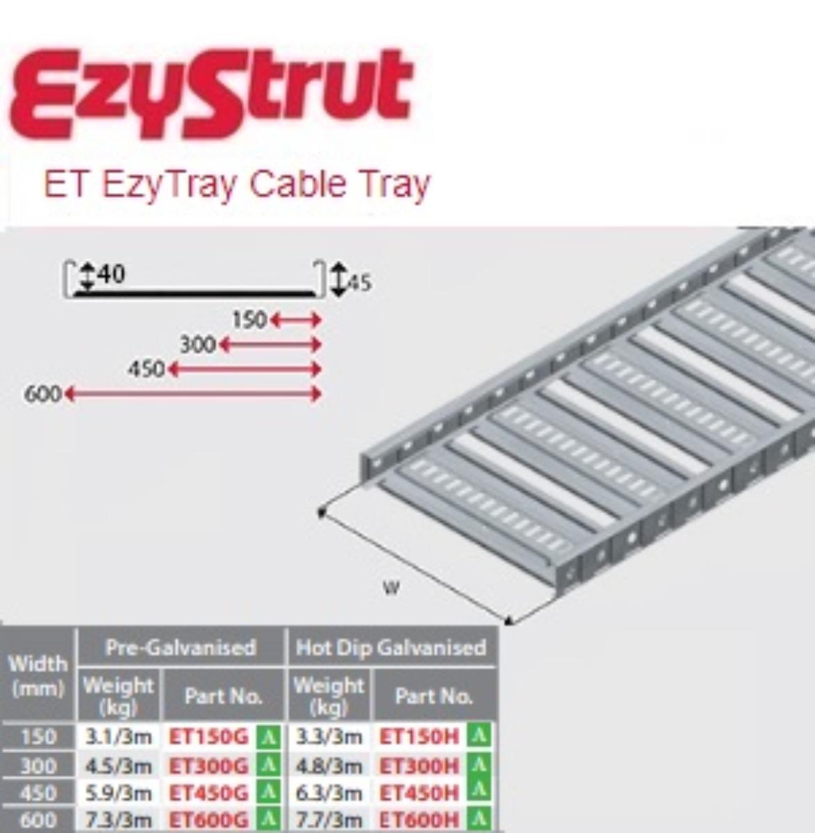 LADDER TRAY 600 x 45mm x 3m EZTRAY HDG