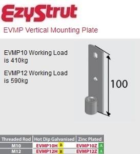 VERTICAL MOUNTING PLATE FOR M10 ROD ZP