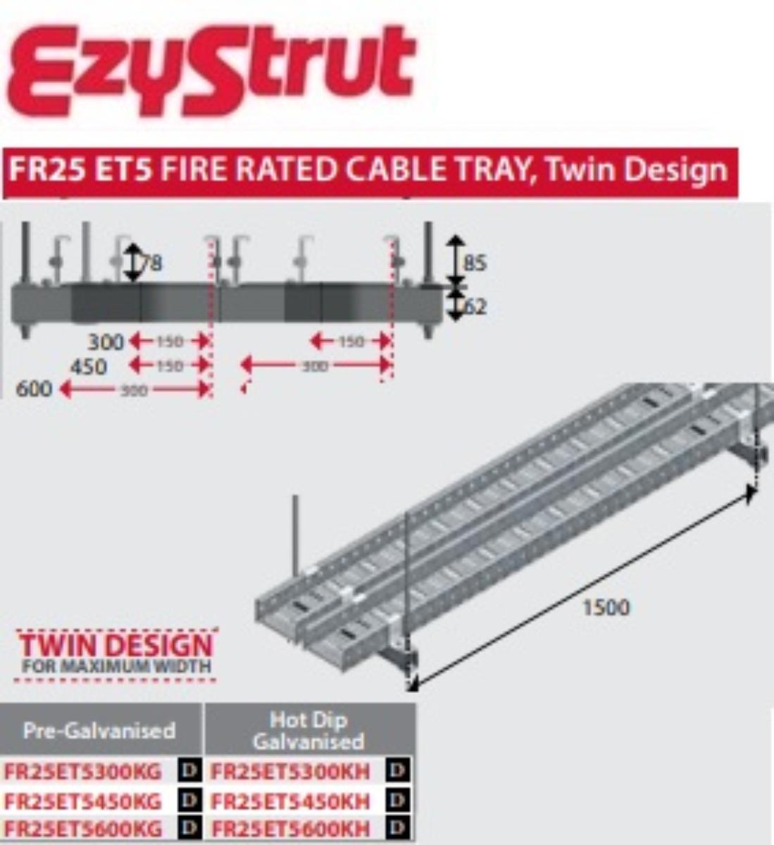 F/RATED ET5 TRAY 25KG/M 450MM 3MT HDG