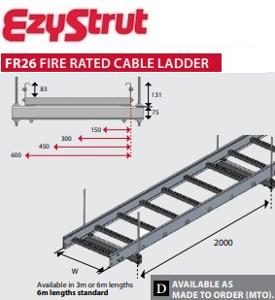 F/RATED CABLE LADDER 26KG/M 150MM 6M HDG