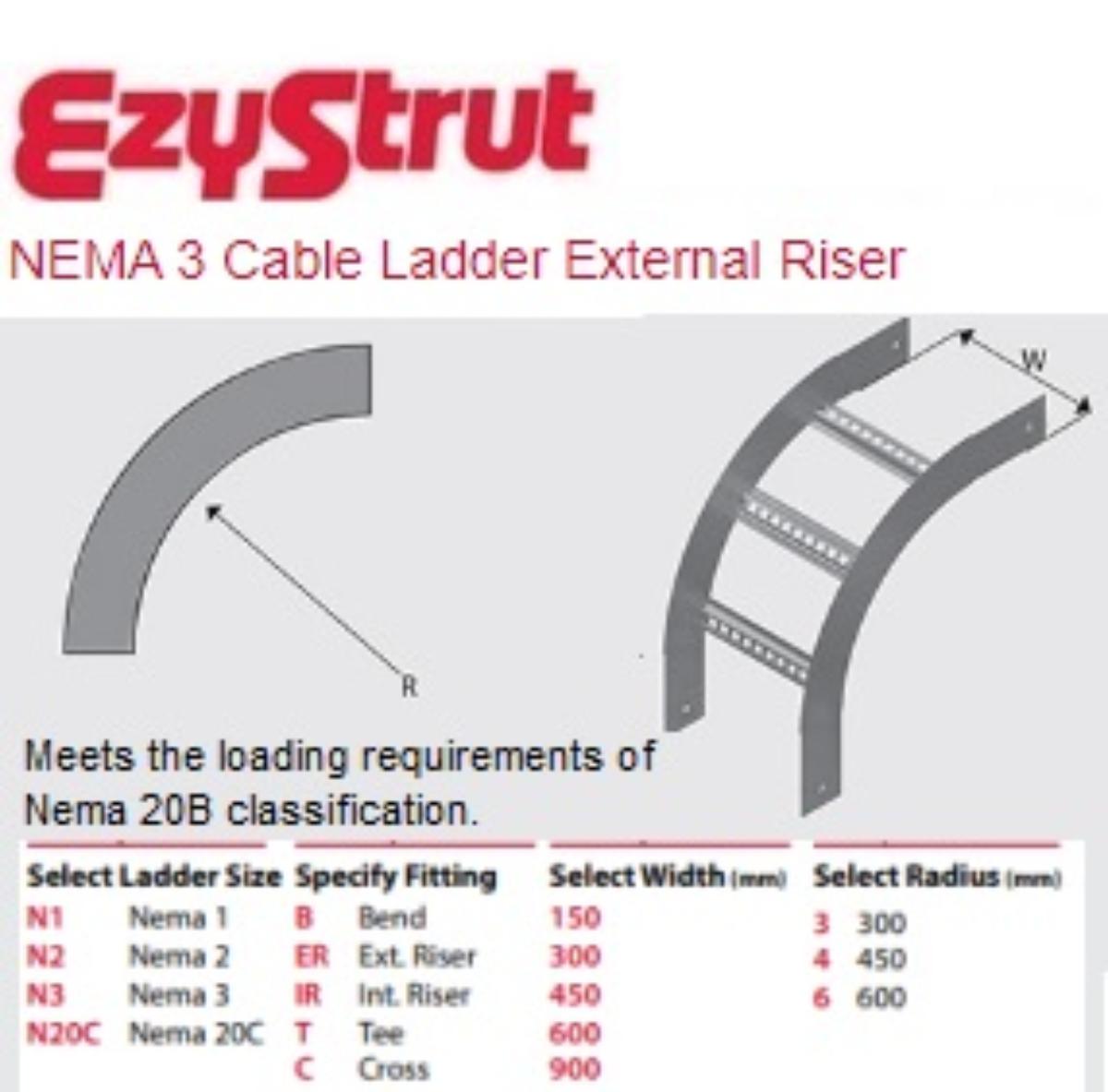 NEMA 3 EXT RISER 300MM 600 RAD 316 S/S