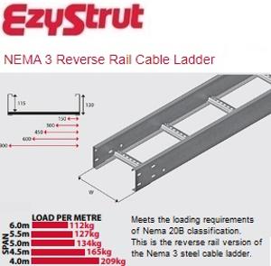 NEMA 3R REV RAIL CBL LADDER 150MM 6M HDG