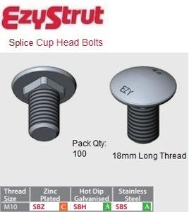 SPLICE BOLT M10 X 18MM ZINC PLATED