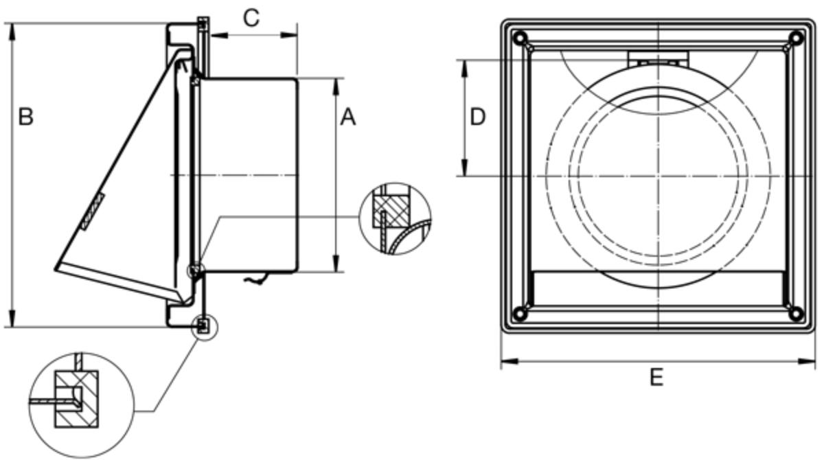 EXTERNAL HOOD VENT 125MM SS304