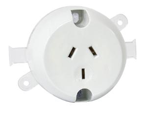 SURFACE SOCKET 10A 3PIN WHITE