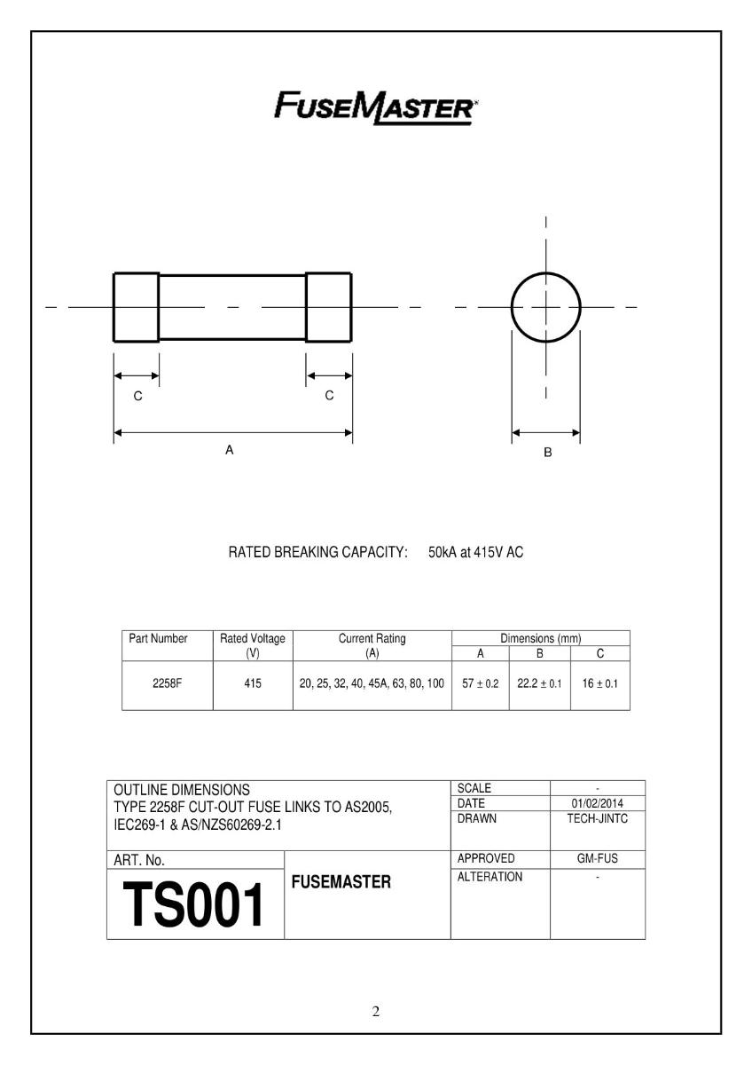 SERV FUSE IEC60269.3 415VAC 63A 58X22MM