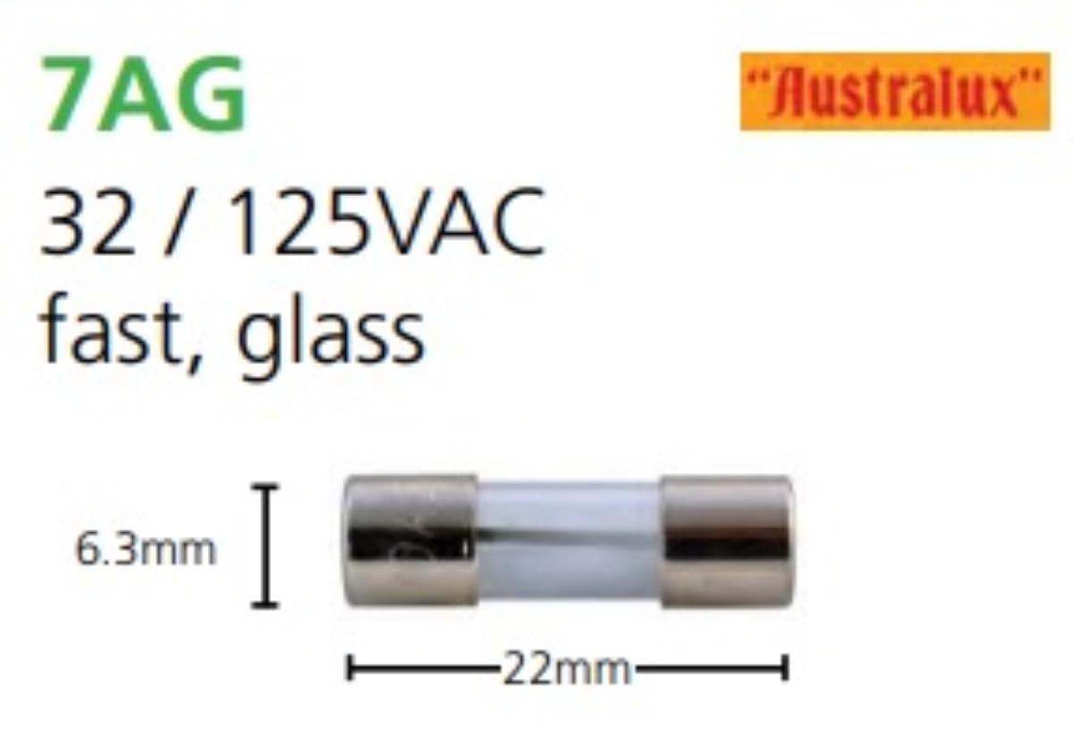 6.3X22MM GLASS FAST FUSE 125V 1A