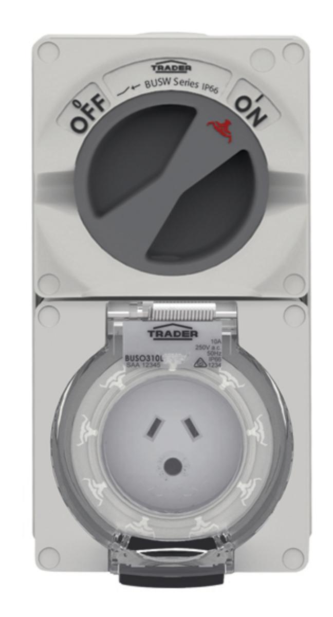 COMBINATION SWITCHED SOCKET IP66 10A 250