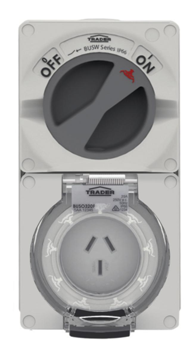 COMBINATION SWITCHED SOCKET IP66 20A 250