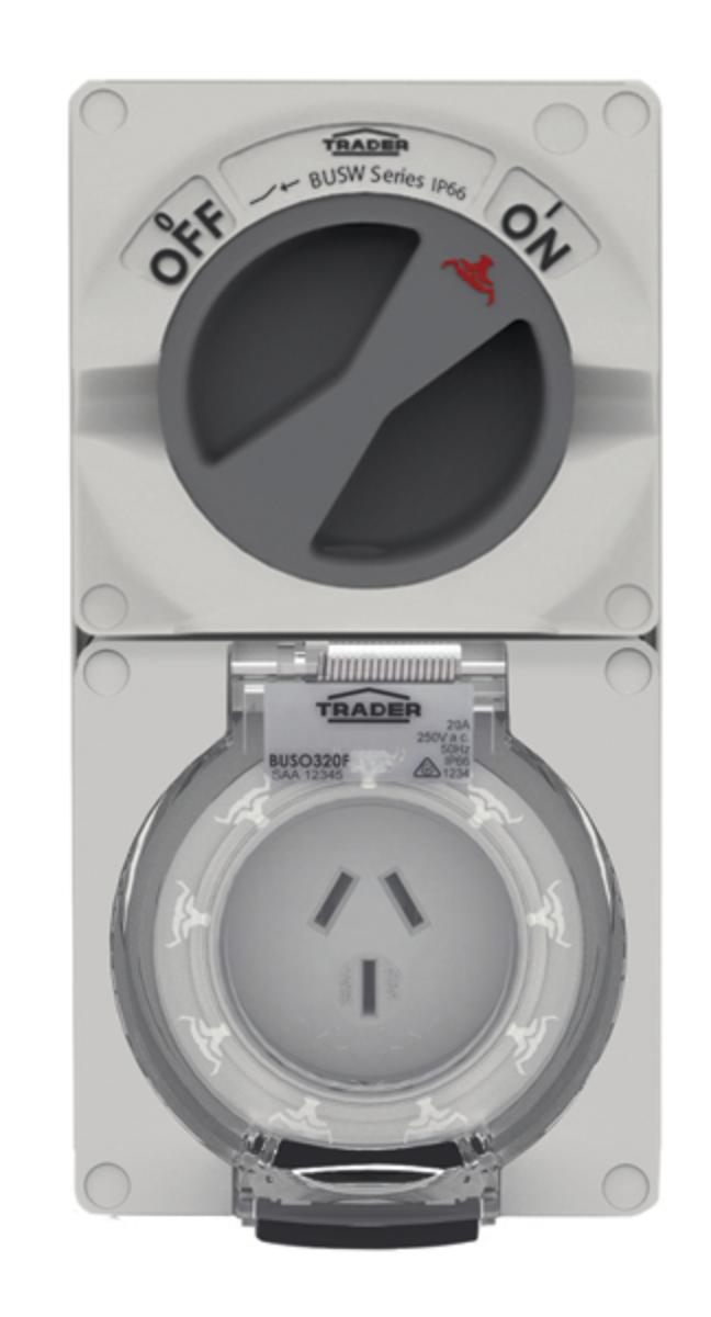 COMBINATION SWITCHED SOCKET IP66 20A 250