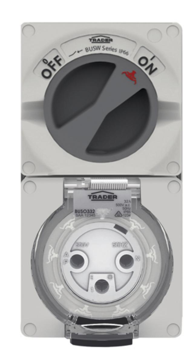 SWITCHED SOCKET COMBINATION 250V 3PIN 32