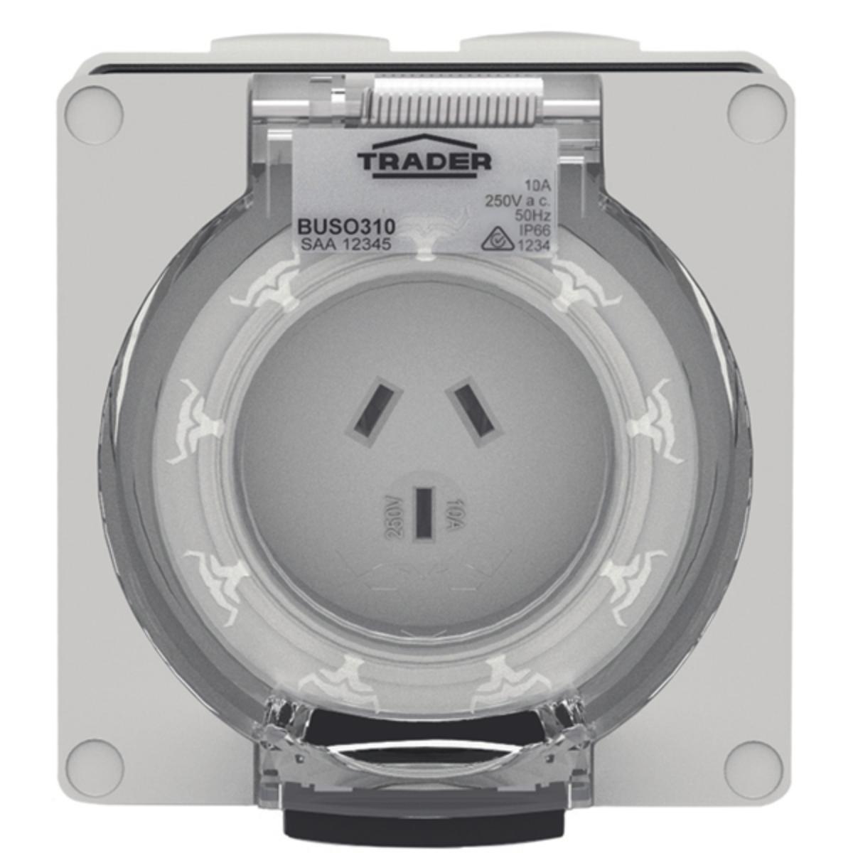 SOCKET IP66 10A 250V 3 FLAT PIN