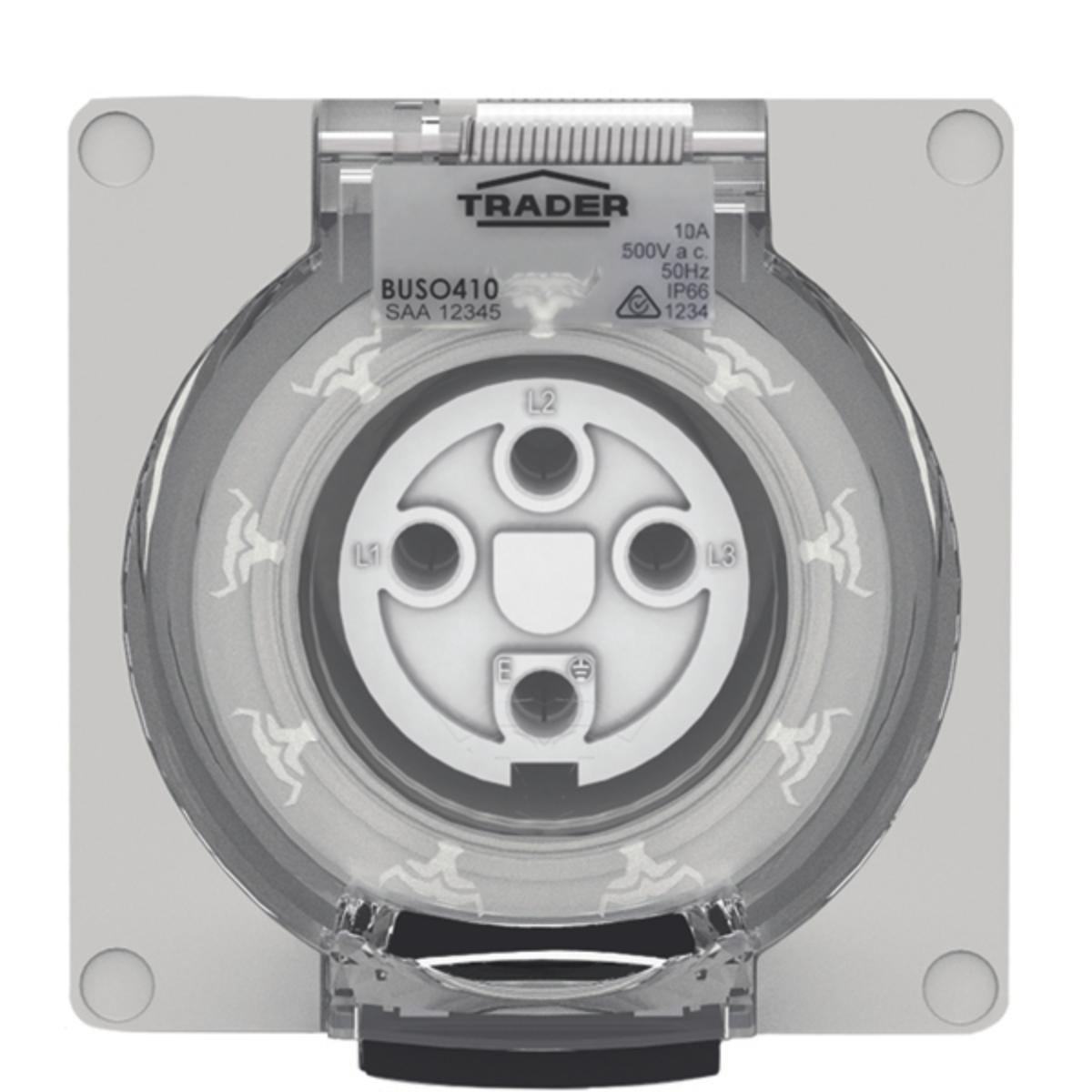 SOCKET IP66 10A 500V 4 PIN LESS ENCLOSUR