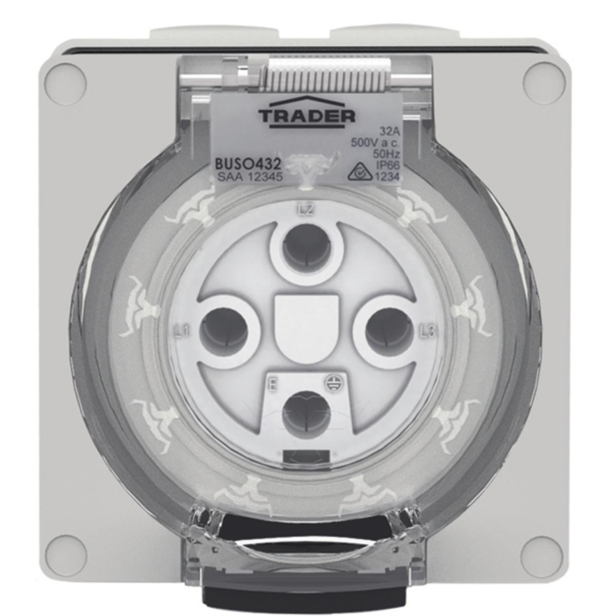 SOCKET IP66 32A 500V 4 PIN
