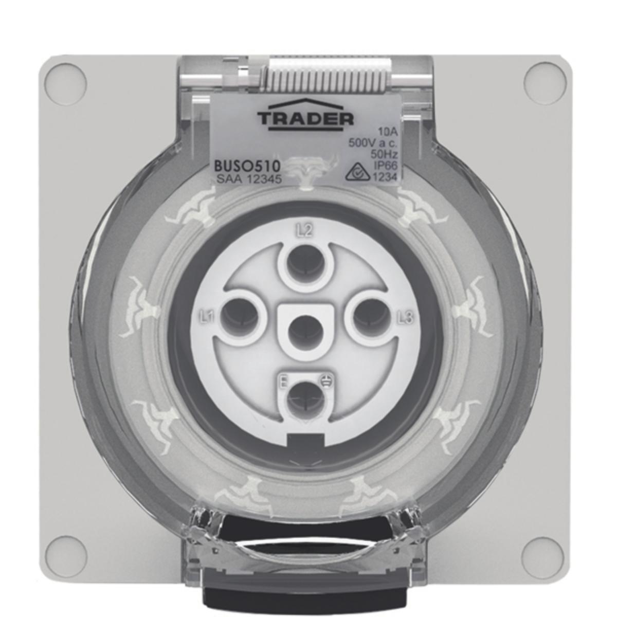 SOCKET IP66 10A 500V 5 PIN LESS ENCLOSUR