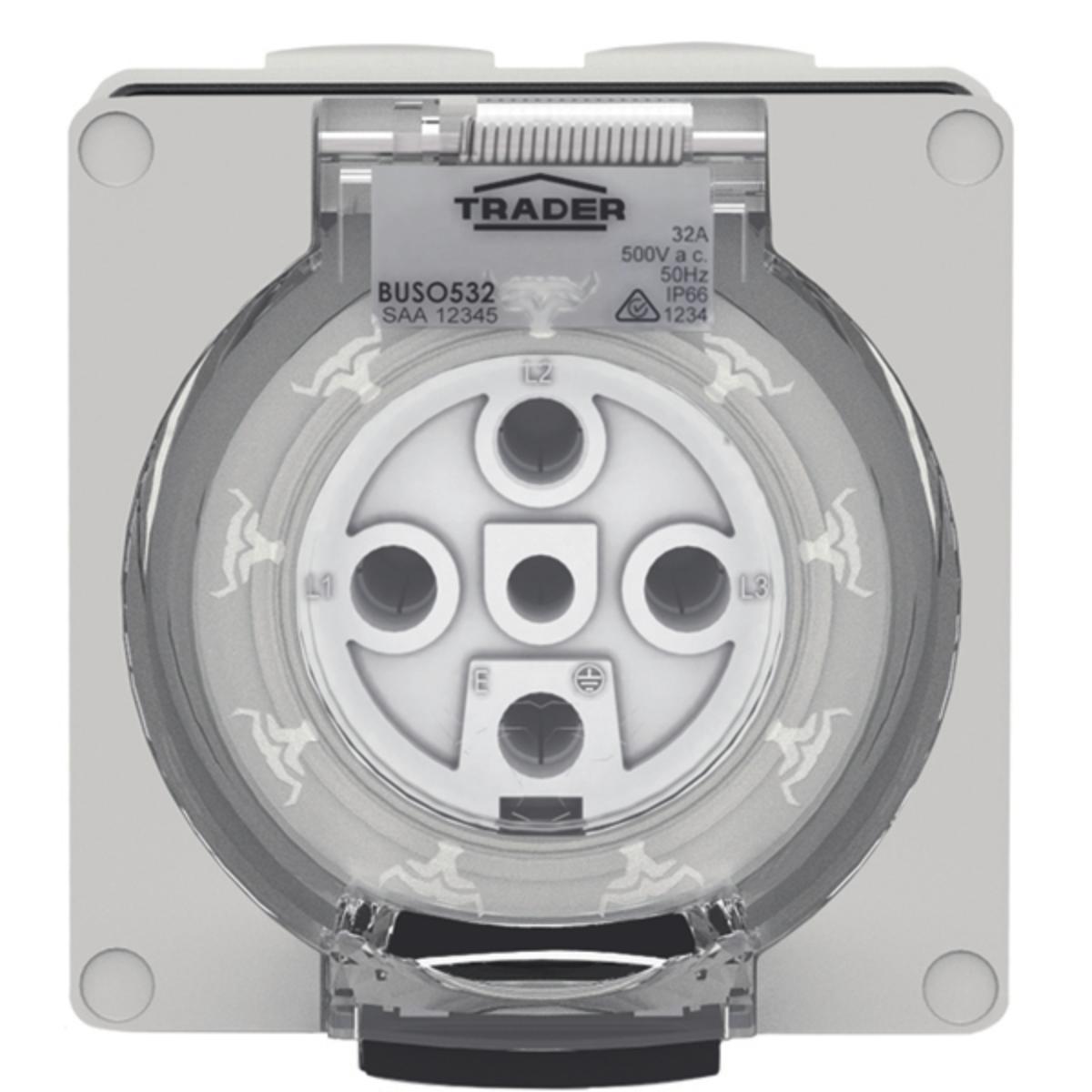 SOCKET IP66 32A 500V 5 PIN