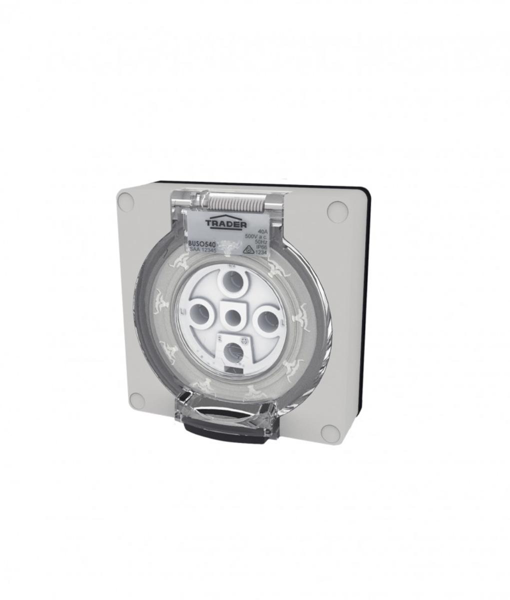 SOCKET IP66 40A 500V 5 PIN LESS ENCLOSUR