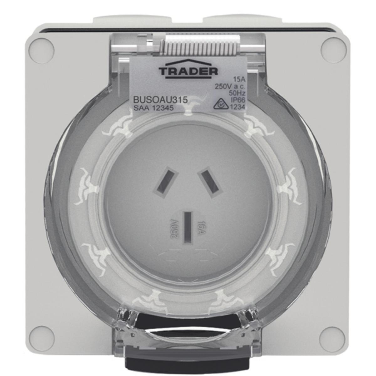 SOCKET AUTO-SWITCHED IP66 15A 250V 3 FLA