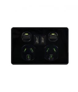 CHEETAH LEOPARD DBL GPO 10A + USB BLACK CHEETAH LEOPARD DBL GPO 10A + USB BLACK