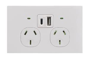 CLOUD LEOP DBL GPO + USB 10A MATT WHITE CLOUD LEOP DBL GPO + USB 10A MATT WHITE