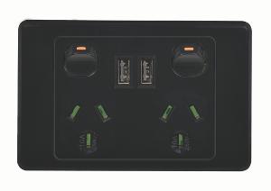 COUGAR DBL GPO 10A + USB CHGR HOR BLACK COUGAR DBL GPO 10A + USB CHGR HOR BLACK