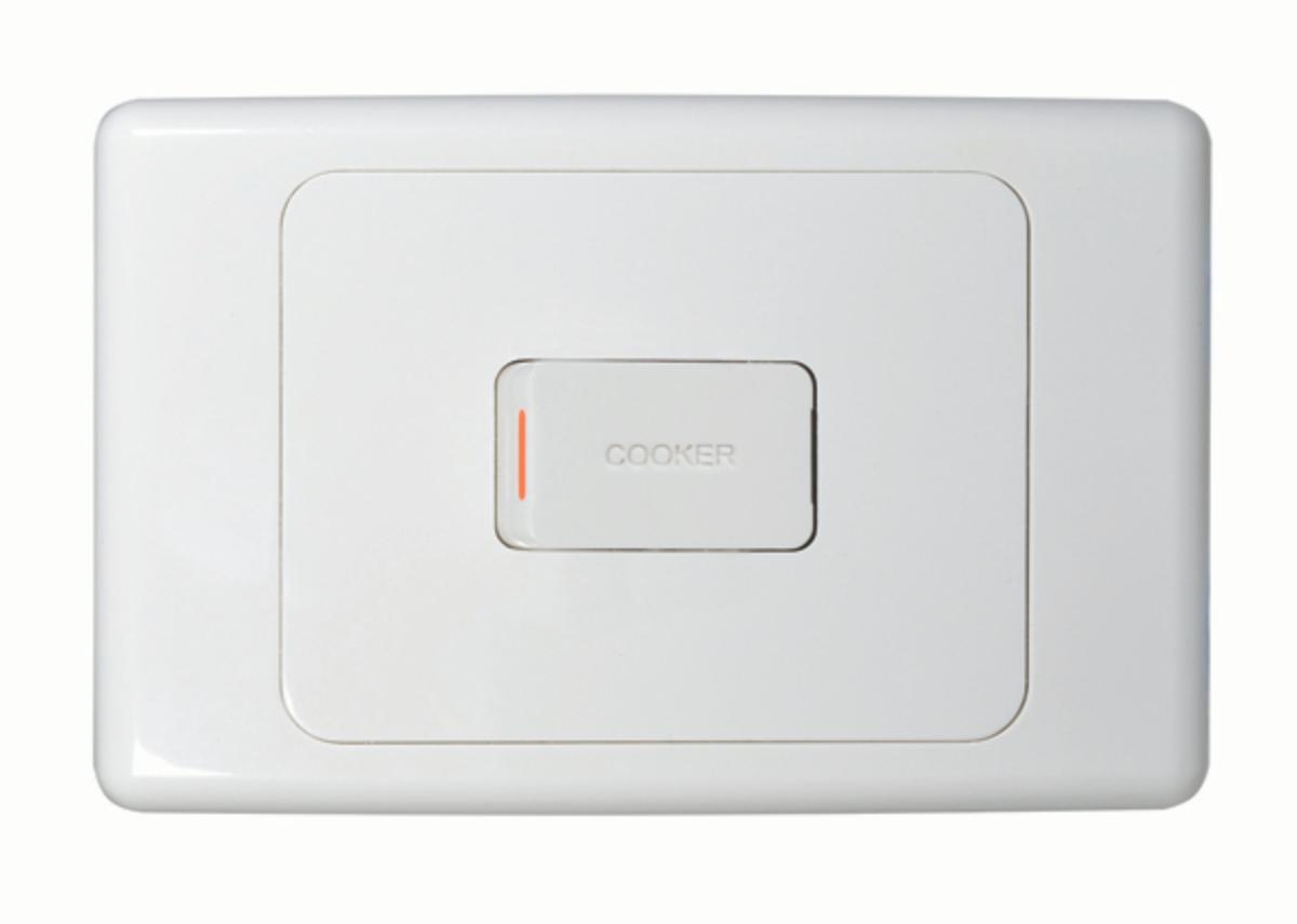 COUGAR OVEN SWITCH 45A D/P HORIZ WHITE