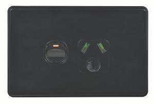 FLAT CAT SINGLE GPO 15A HORIZ BLACK FLAT CAT SINGLE GPO 15A HORIZ BLACK