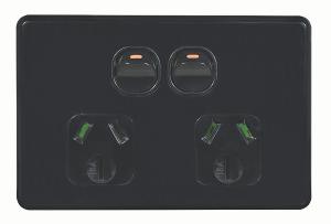 FLAT CAT DOUBLE GPO 15A HORIZ BLACK FLAT CAT DOUBLE GPO 15A HORIZ BLACK