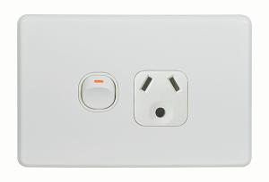 FLAT CAT SGL GPO RND EARTH 10A HOR WHITE FLAT CAT SGL GPO RND EARTH 10A HOR WHITE