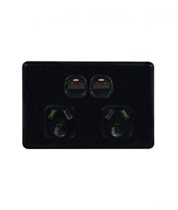 FLAT CAT DOUBLE GPO 10A HORIZ BLACK FLAT CAT DOUBLE GPO 10A HORIZ BLACK