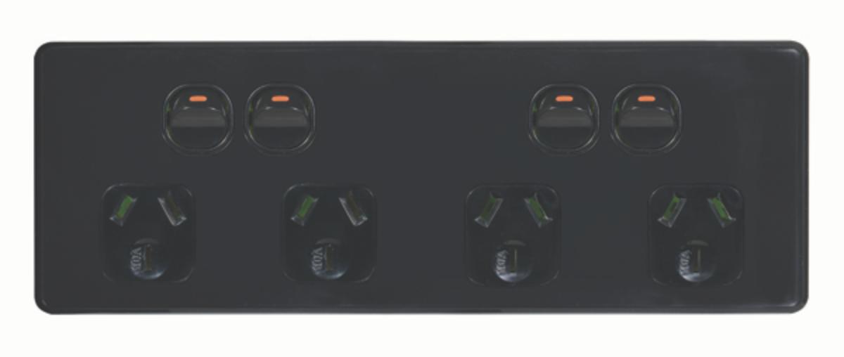 FLAT CAT QUAD GPO + BRKT 10A BLACK
