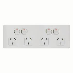FLAT CAT QUAD GPO + BRKT 10A MATT WHITE FLAT CAT QUAD GPO + BRKT 10A MATT WHITE