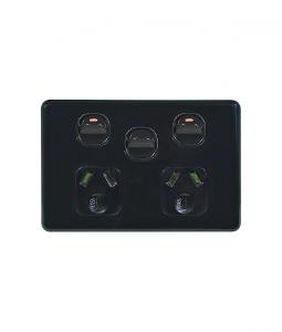 FLAT CAT DBL GPO + EXT SW 10A HOR BLACK FLAT CAT DBL GPO + EXT SW 10A HOR BLACK