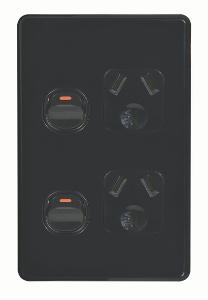 FLAT CAT DBL GPO VERTICAL 10A BLACK FLAT CAT DBL GPO VERTICAL 10A BLACK