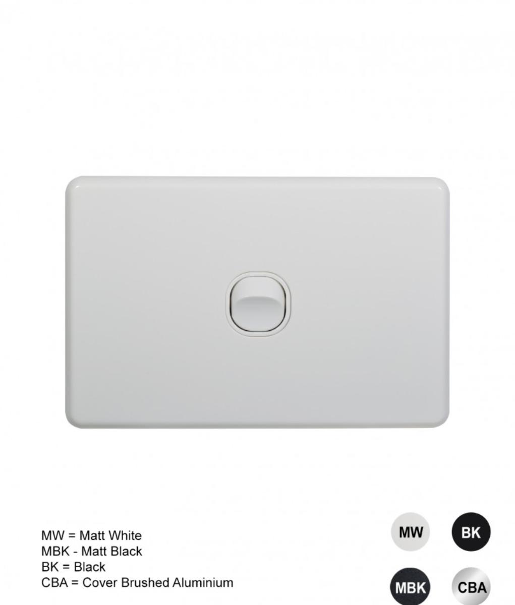 FLAT CAT SWITCH HORIZ 1G 16A WHITE