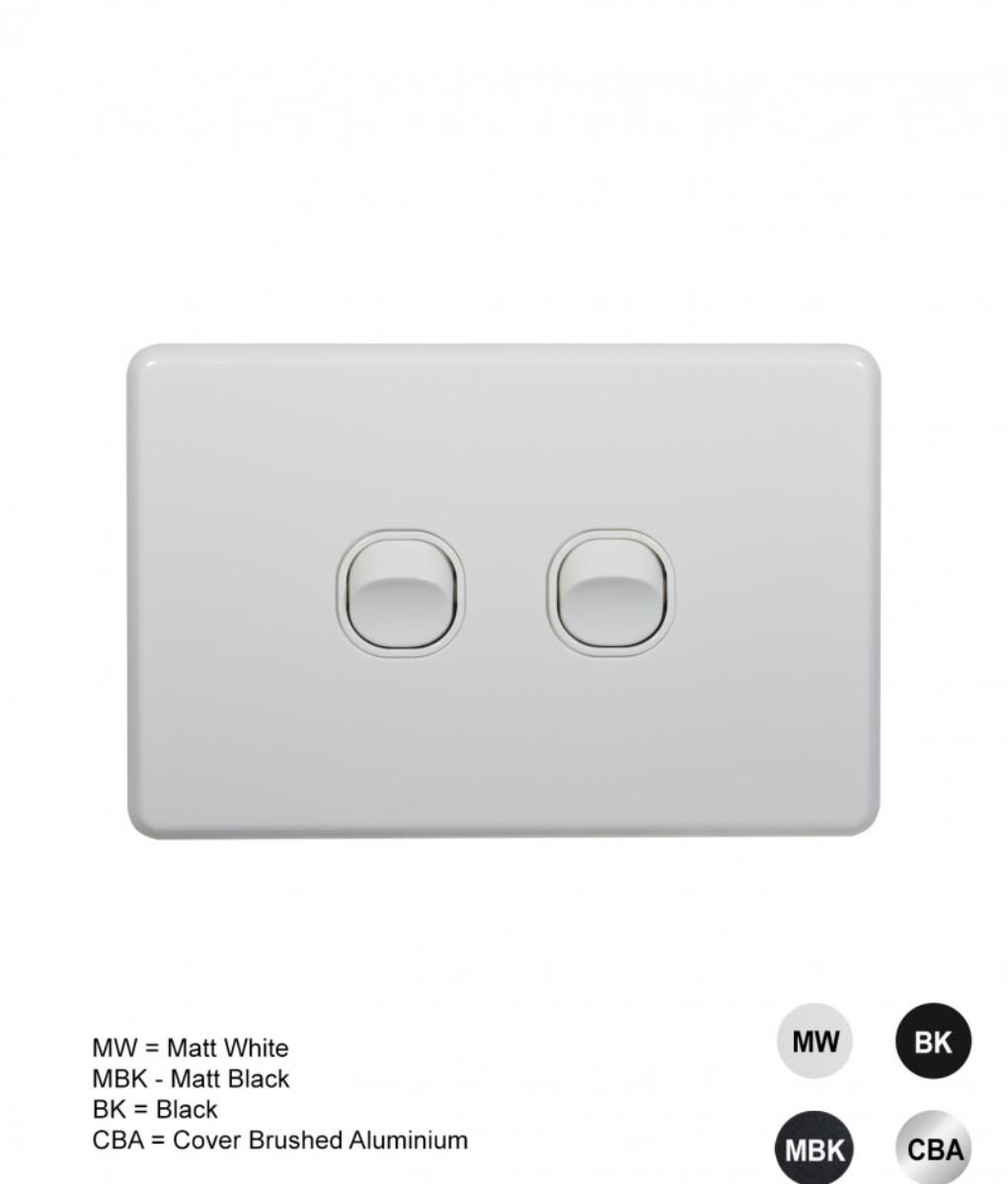 FLAT CAT SWITCH HORIZ 2G 16A WHITE