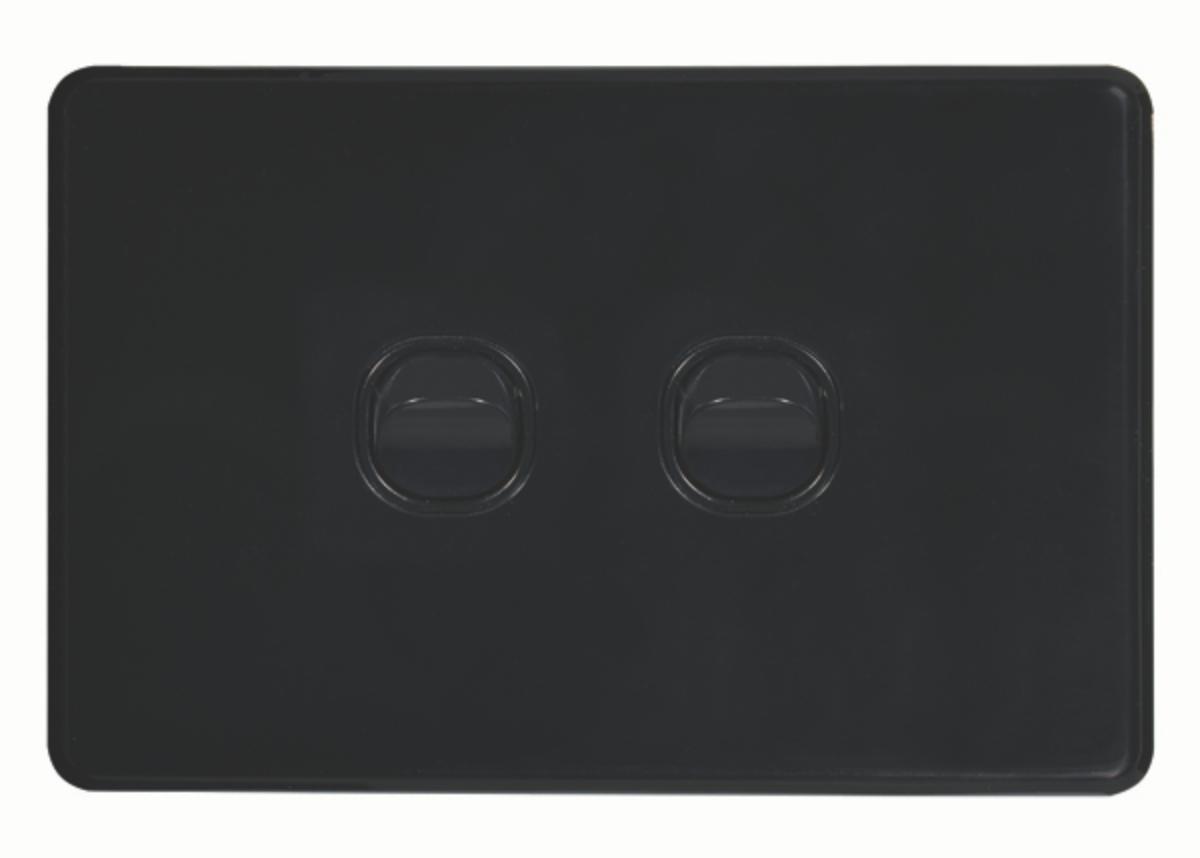 FLAT CAT SWITCH HORIZ 2G 16A BLACK