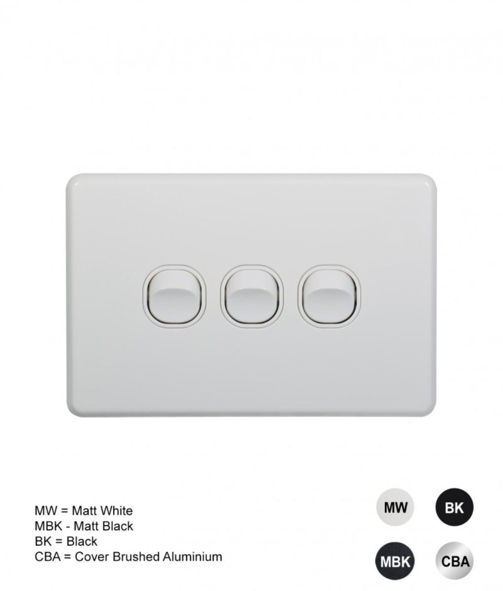 FLAT CAT SWITCH HORIZ 3G 16A WHITE