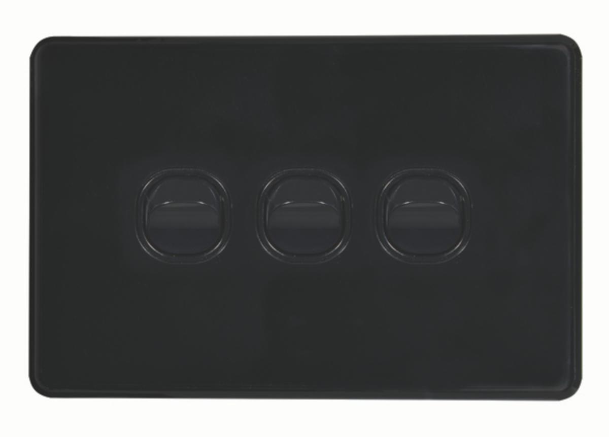 FLAT CAT SWITCH HORIZ 3G 16A BLACK