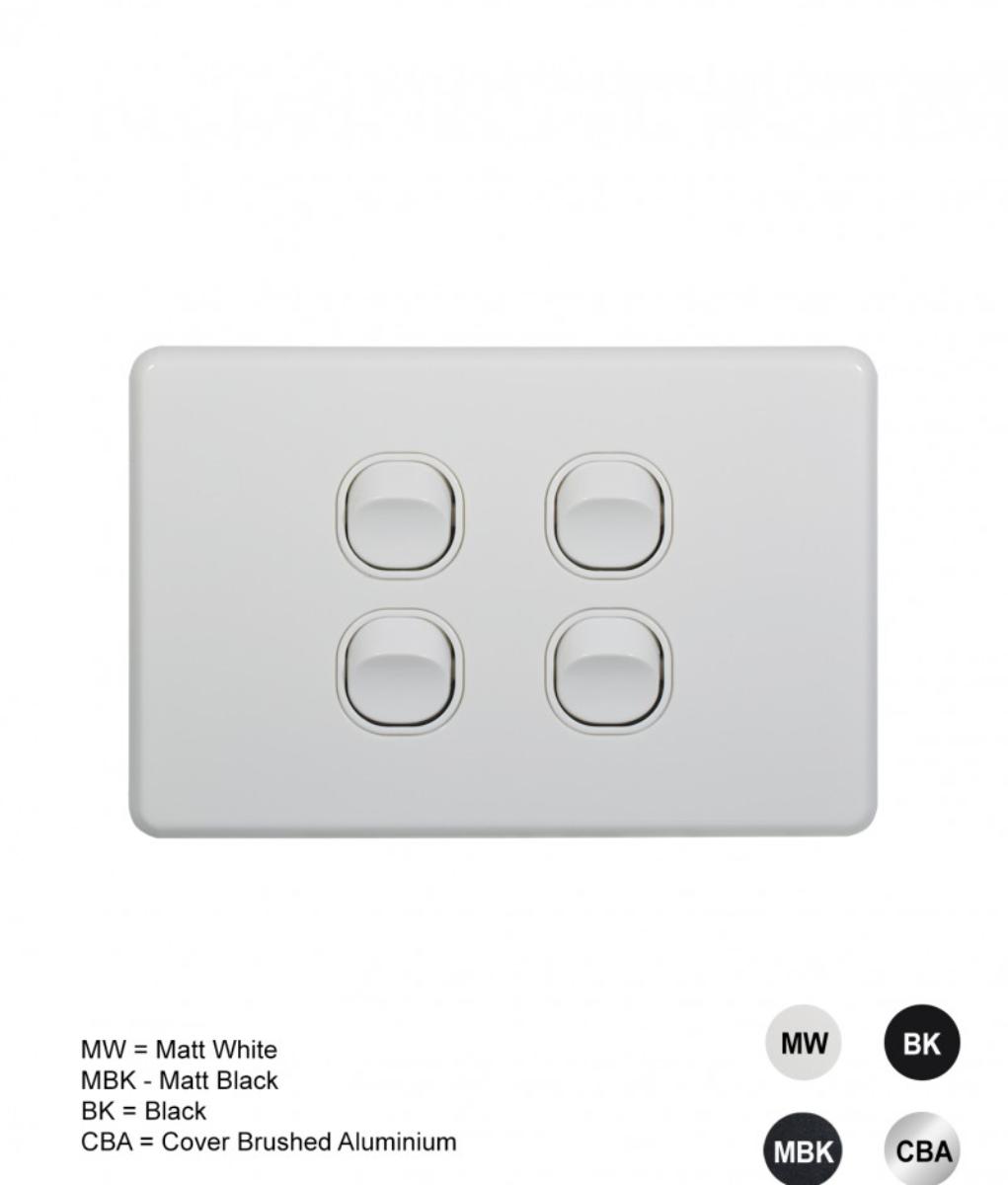 FLAT CAT SWITCH HORIZ 4G 16A WHITE