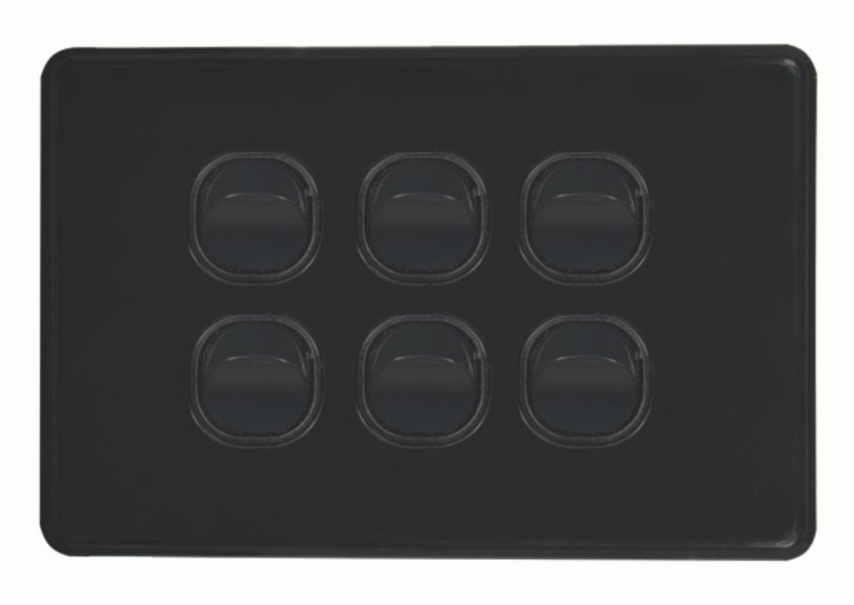 FLAT CAT SWITCH HORIZ 6G 16A BLACK