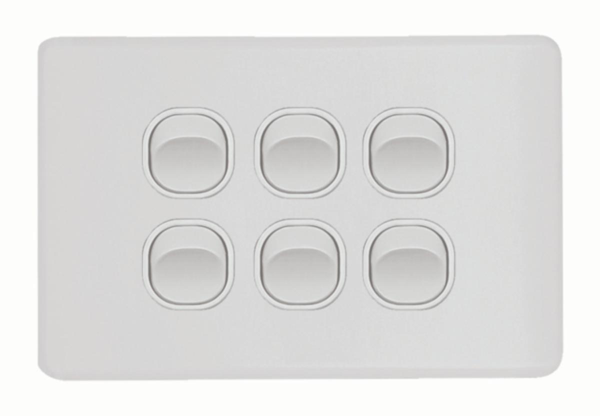 FLAT CAT SWITCH HORIZ 6G 16A MATT WHITE