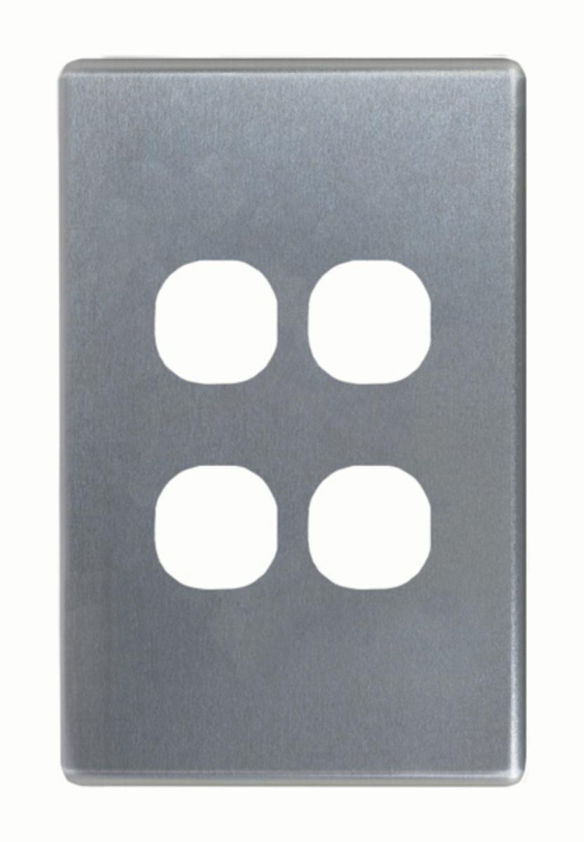 FLAT CAT SWITCH COVER VERT 4G BRUSH ALUM